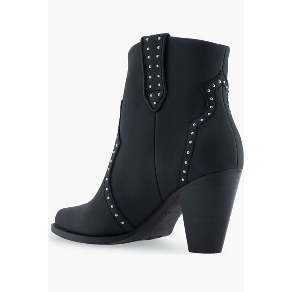 Aerosoles Womens Black Leather Lazu Studded Western Bootie Sz 7.5 New - Picture 2 of 14